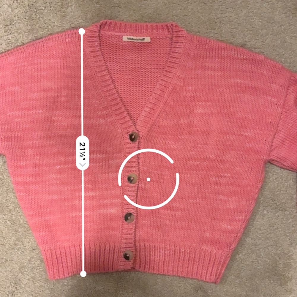 Misha & Puff womens size 1 pink v neck wedge cardigan sweater 100% pima cotton - Picture 6 of 6